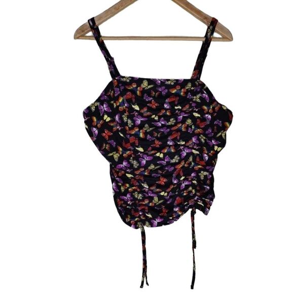 No Boundaries Y2K Ruched Butterfly Crop Top - Picture 1 of 7